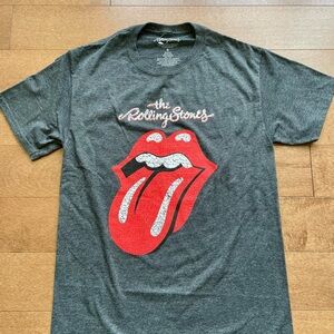 The Rolling Stones Tongue Logo Tee - Charcoal with Red Graphic